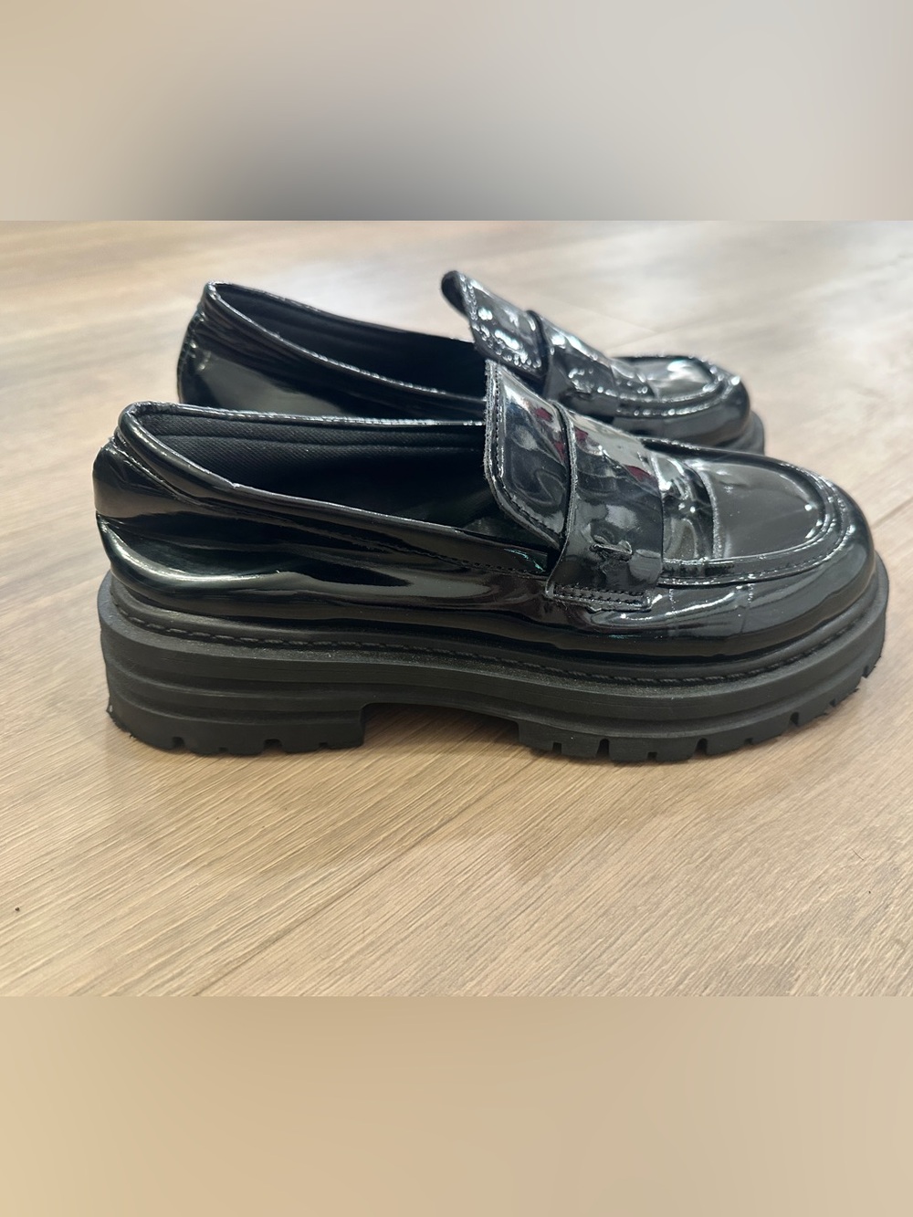 Black Patent Platform Loafer - Women